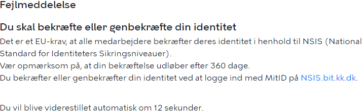 Du skal bekræfte din identitet